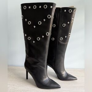 I.N.C. International Concepts Women's Black Saiqa Grommet Knee High Boots 11